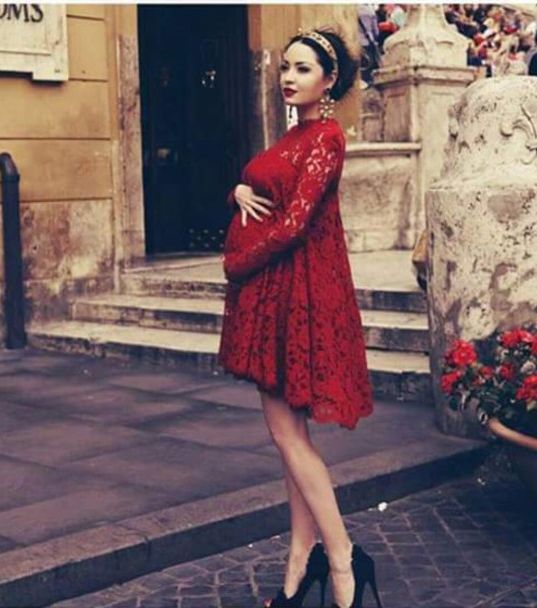 صور اجمل فساتين سهرة للحوامل انستقرام