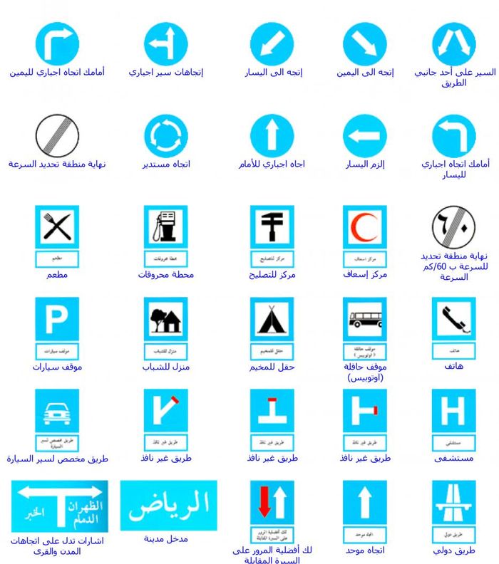 ابرز اشارات المرور في السعودية