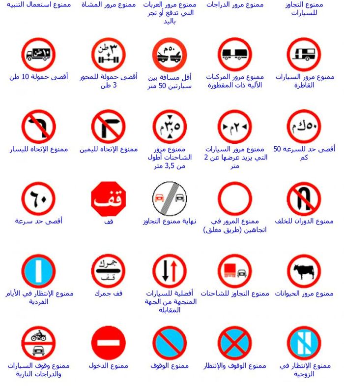 ابرز اشارات المرور في السعودية