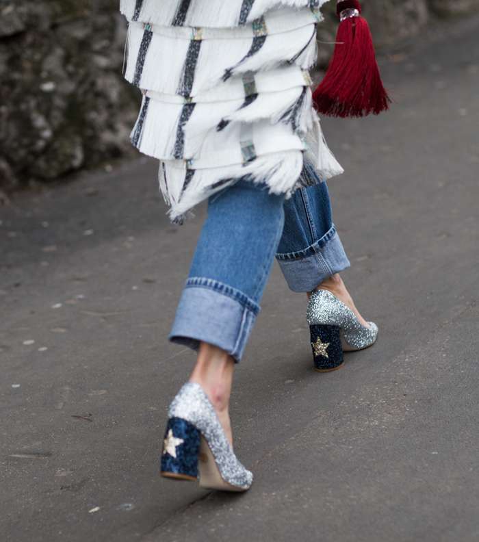 موضة احذية الترتر من اسبوع الموضة في ميلانو وشوارع ميلانو