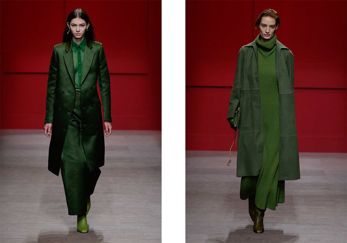 اللون الزيتي يسيطر على ازياء فيراغامو