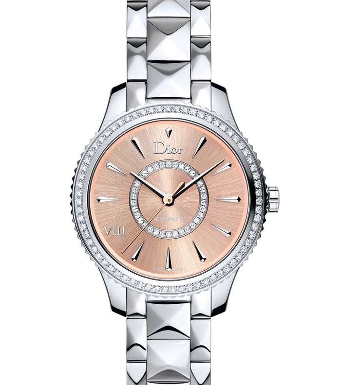 من أجمل موديلات ساعات ديور، ساعة DIOR VIII MONTAIGNE STEEL AND SUN-BRUSHED COLOURED DIAL