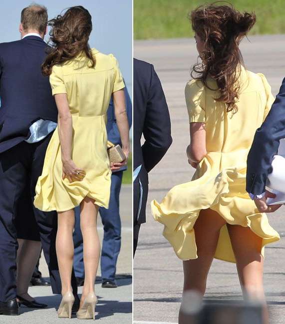 فستان دوقة كامبريدج الأصفر يكشف عن ساقيها