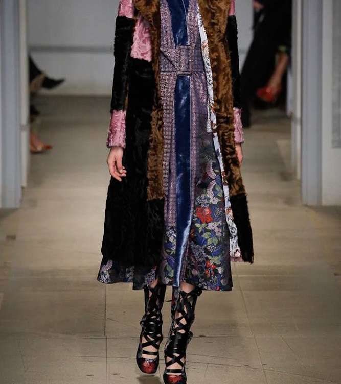 معطف الفرو بموضة الـ Patchwork من Erdem لشتاء 2018