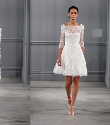 Array Monique Lhuillier وفساتين الزفاف القصيرة لعروس كلاسيكية