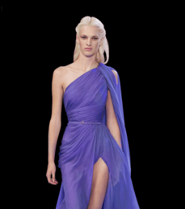 فستان بنفسجي بالكتف الواحد