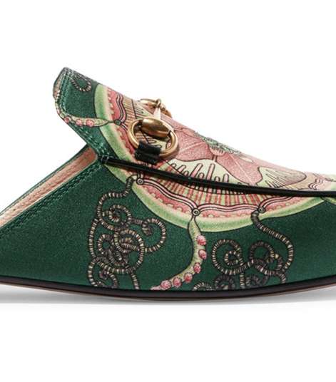 من اجمل احذية Slippers من قوتشي حذاء Princetown Horsebit من الساتان