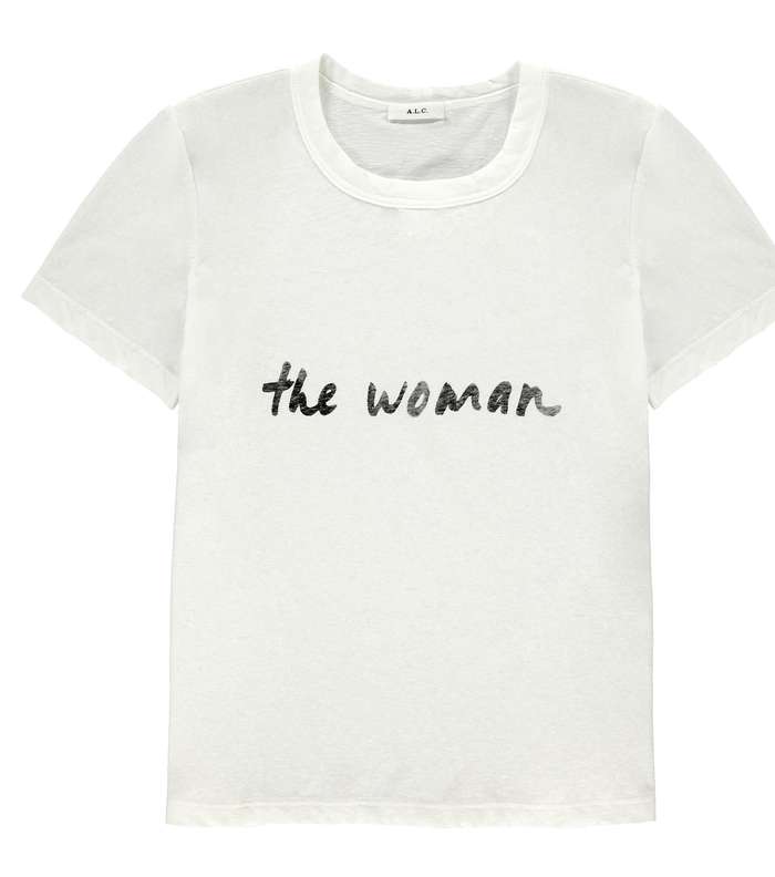 T Shirt مطبعة بشعار the woman لصيف 2017