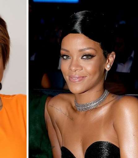 الآيلاينر الممدود مع ريهانا، والأزرق مع جنيفر هادسون 