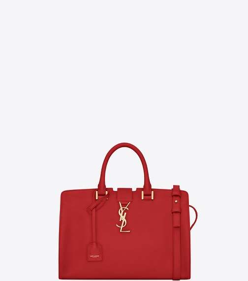 حقيبة Monogram Saint Laurent Cabas Bag باللون الأحمر