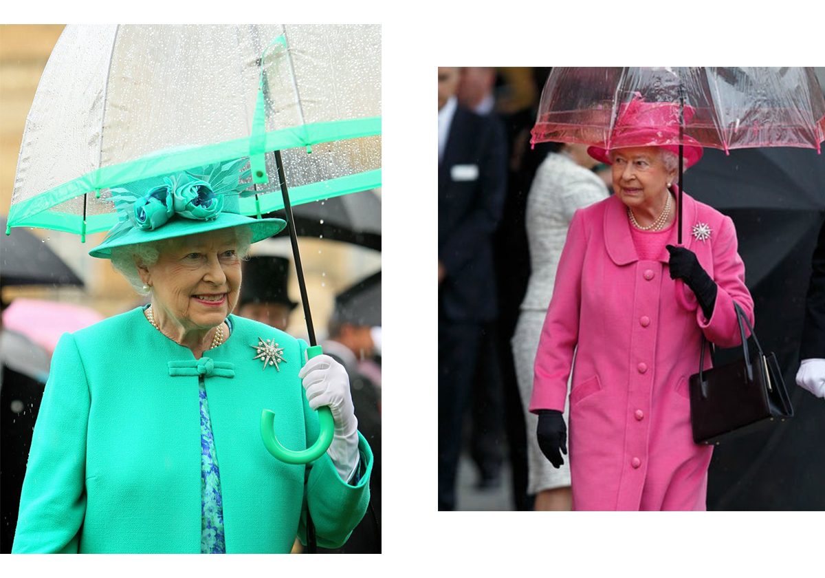 الملكة اليزابيت بملابس بالوان النيون