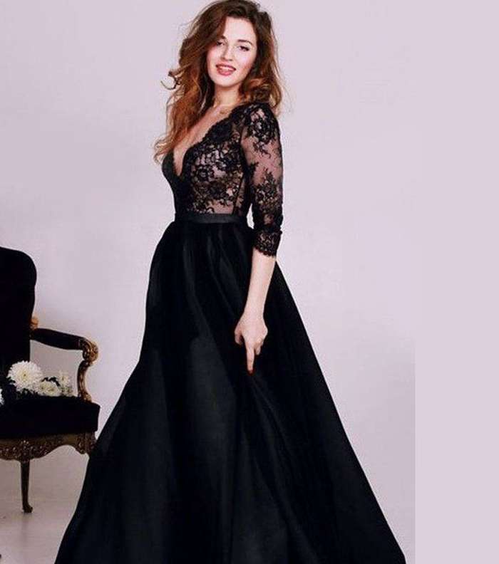 صور احدث فساتين دانتيل كم طويل انستقرام