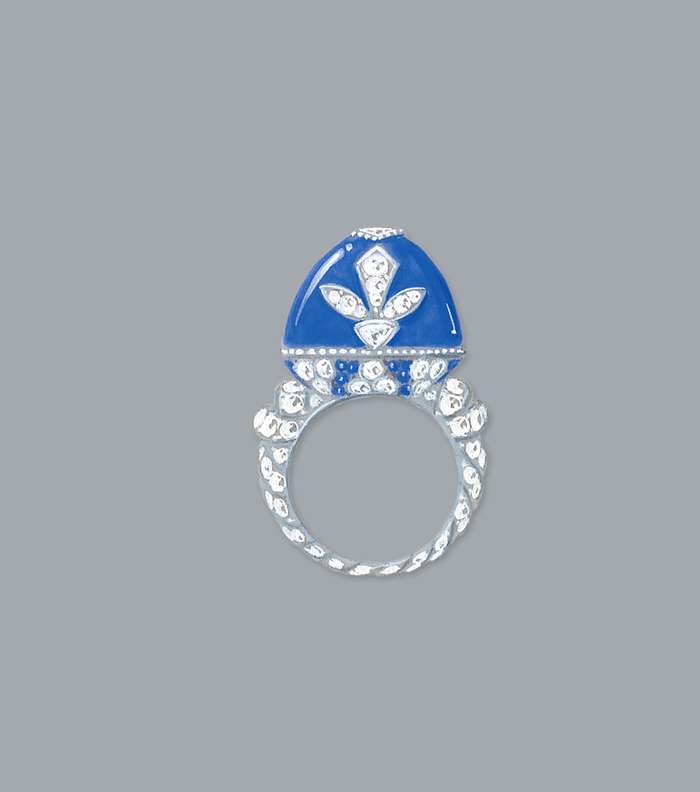 خاتم ماسي مميز من Boucheron مع حجر باللون الأزرق من مجموعة Jodhpur