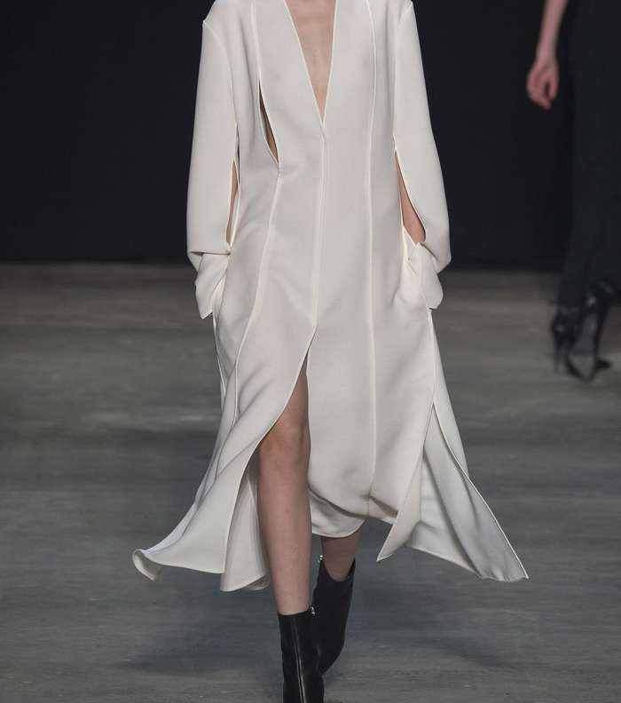 الفستان المنسدل باكمام المشلح من نارسيزو رودريغيز لشتاء 2018