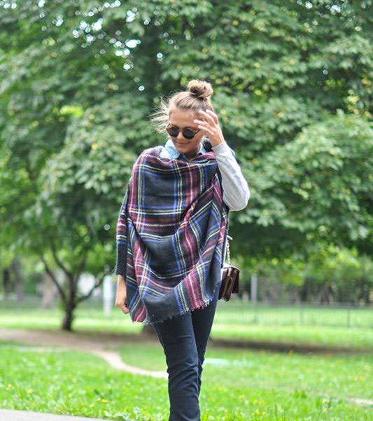 اختاري الشال الكبير بموضة الـ Plaid لشتاء 2016