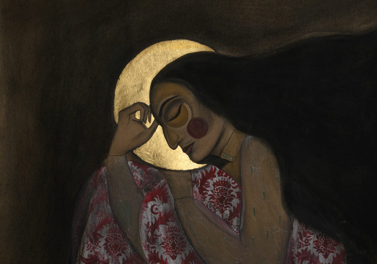 لوحة ليلى النائمة إحدى أعمال الفنانة سارة العبدلي 