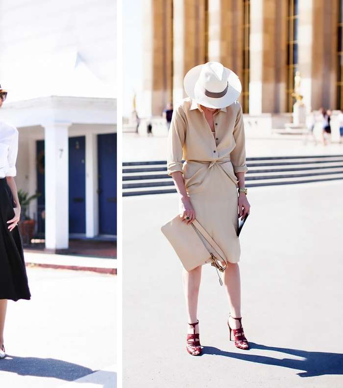 من الصيحات التي تناسب القبعة، التنورة متوسطة الطول والفستان على شكل قميص