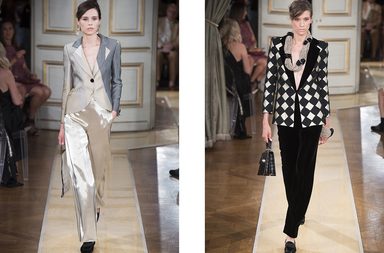 السروال الحريري مع السترة الرسمية او السروال المخملي مع السترة الرسمية المطبعة