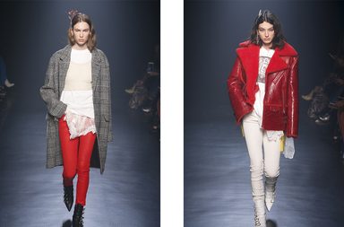 السروال الاحمر او السترة الجلدية الحمراء الفضفاضة