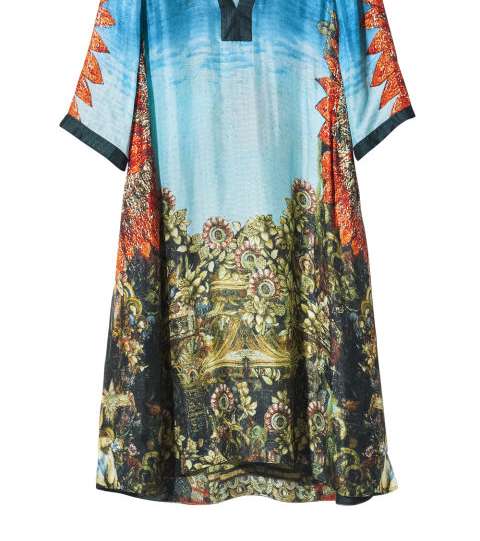 موضة الفستان المطبع الحريري باسلوب التونيك من مجموعة H&M Conscious 2016