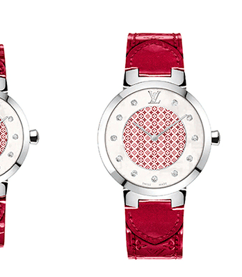 من أجمل هدايا عيد الحبّ، ساعة لويس فويتون باللون الأحمر