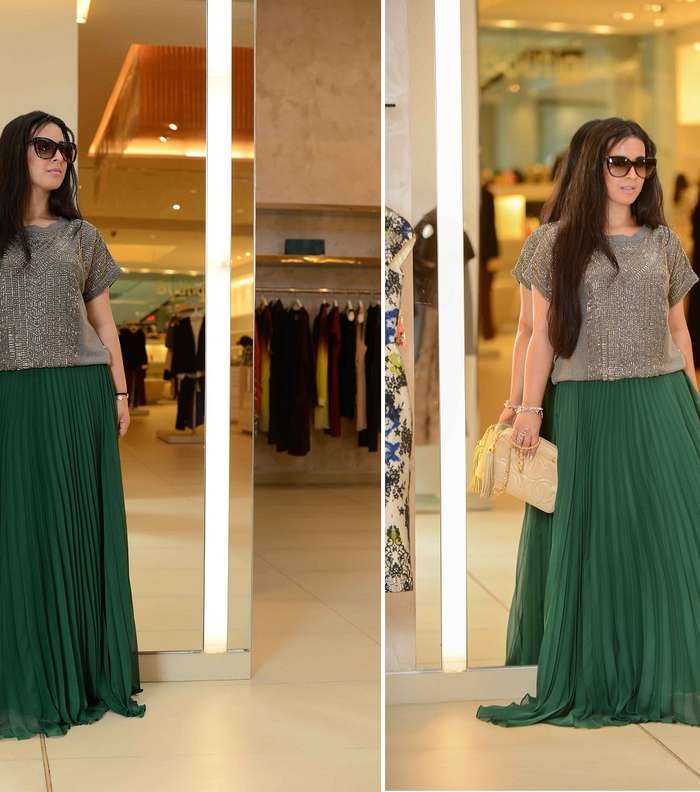 زبيدة يعقوب تتألق بموضة التنانير المثنية من محلات Boutique 1