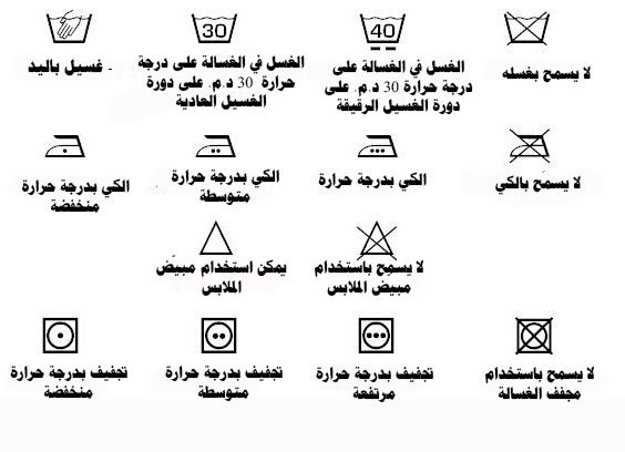 إشارات غسل الملابس