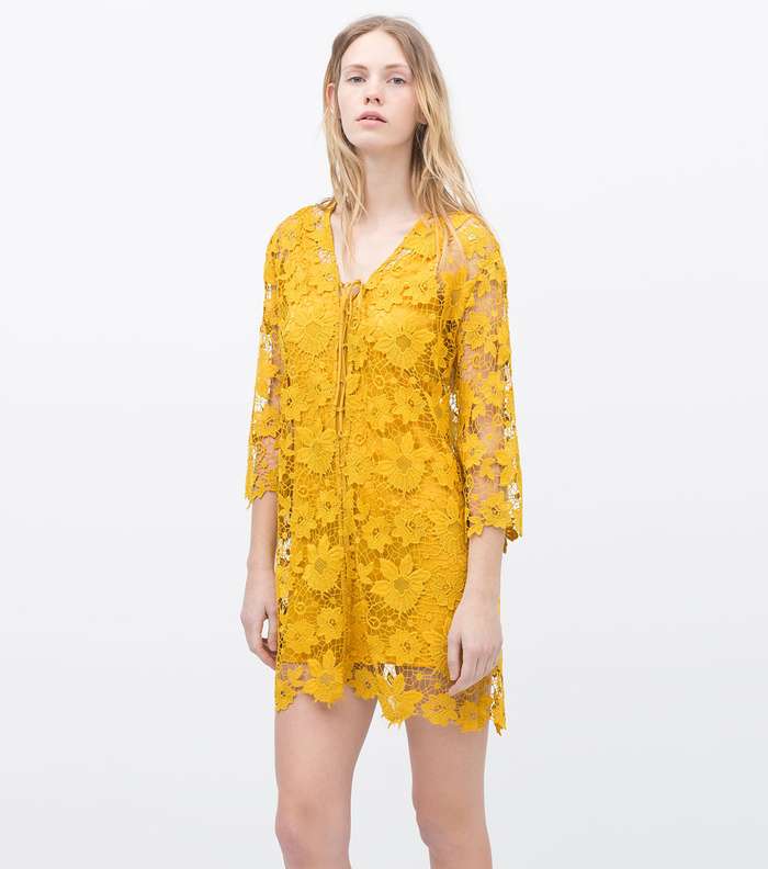 الفستان الأصفر بقماش الجوبير