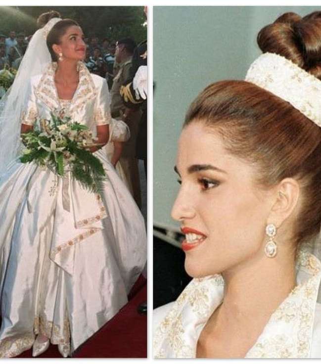 فستان زفاف الملكة رانيا بتوقيع Bruce Oldfield