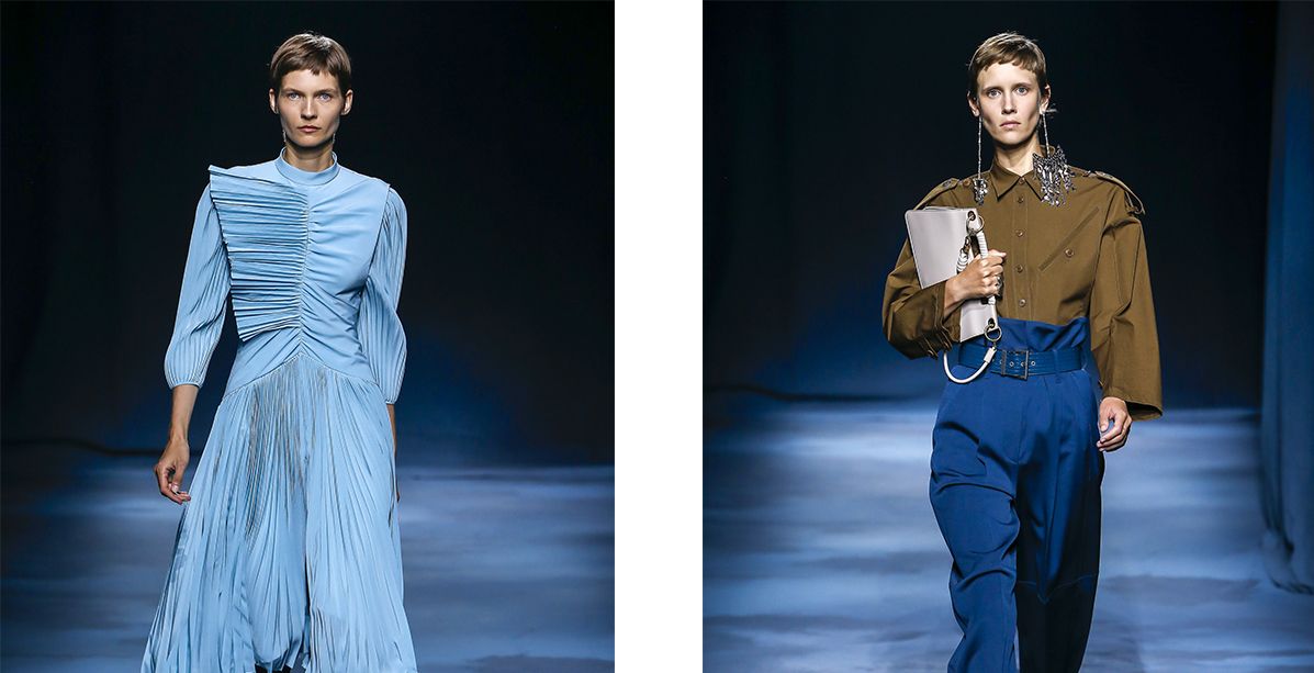 السروال بالخصر العالي او الفستان بالقماش المثني