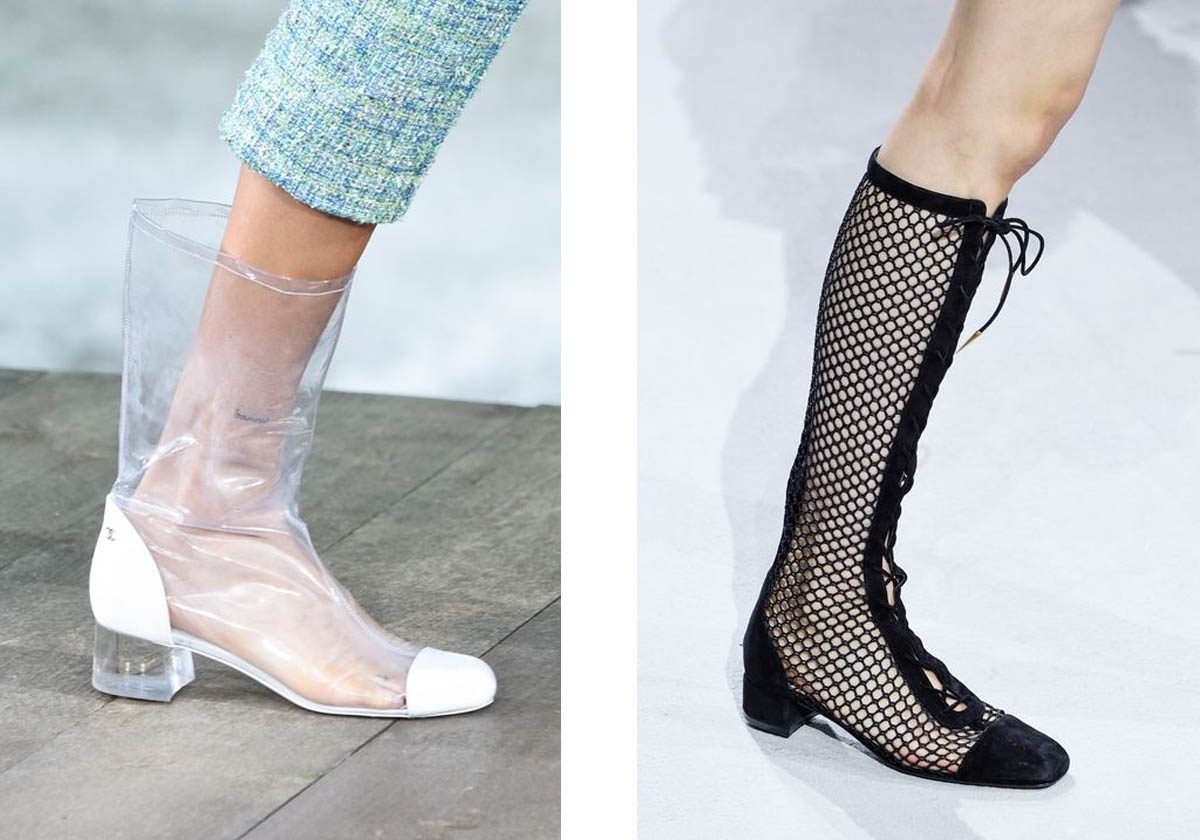 حذاء CHANEL الشفاف PVC أو حذاء ديور الشبك Mesh لصيف 2018