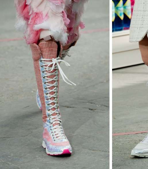 ارتدي الاحذية طويلة الساق بالشرائط على شكل احذية رياضية