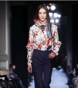 موضة القميص المطبع مع السروال بقصة الـ Flare من Alexis Mabille لشتاء 2017