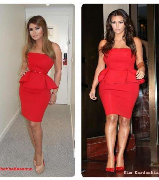 شذى حسون وكيم كارداشيان في الفستان نفسه