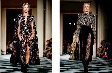 الفستان بقصة المشلح المطرز او الفستان المطرز مع التنورة المخملية