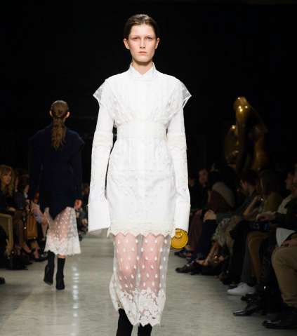 الفستان متوسط الطول مع التول المنقط في اسفله من Burberry لشتاء 2018