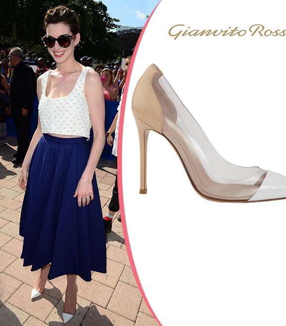 آن هاثوواي تتألق بأحذية Gianvito Rossi الـ PVC