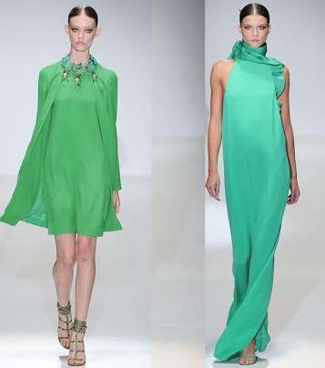 أبرز عروض الأزياء، أطلقت تصاميم مميّزة باللون الأخضر لربيع 2013