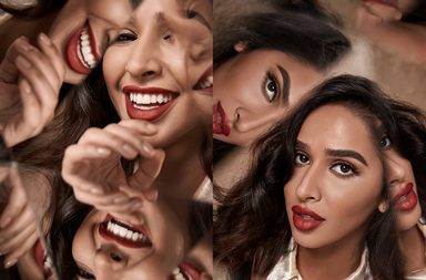 إطلالة جريئة بالأحمر 