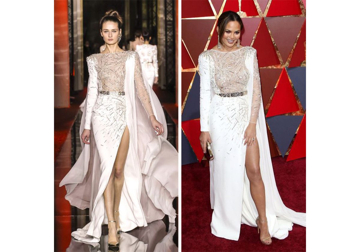 فستان جيامباتيستا فالي على ريانا مقارنة بعارضة الأزياء