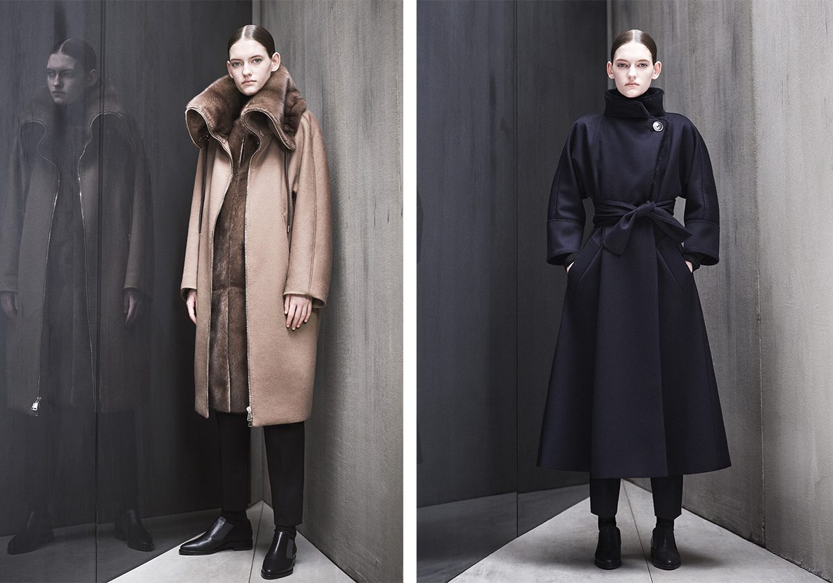 المعطف بياقة الفرو العريضة او المعطف باسلوب الروب