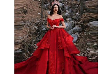 فستان عروس احمر