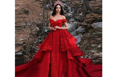فستان عروس احمر