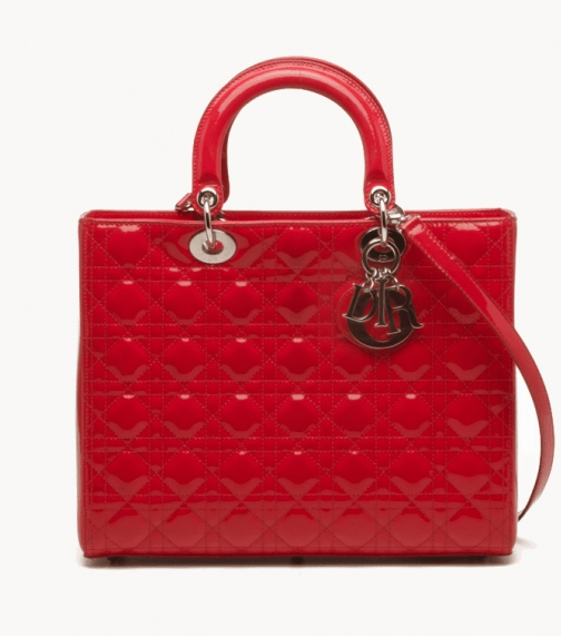 حقيبة Dior Red Patent Large Lady Dior Bag