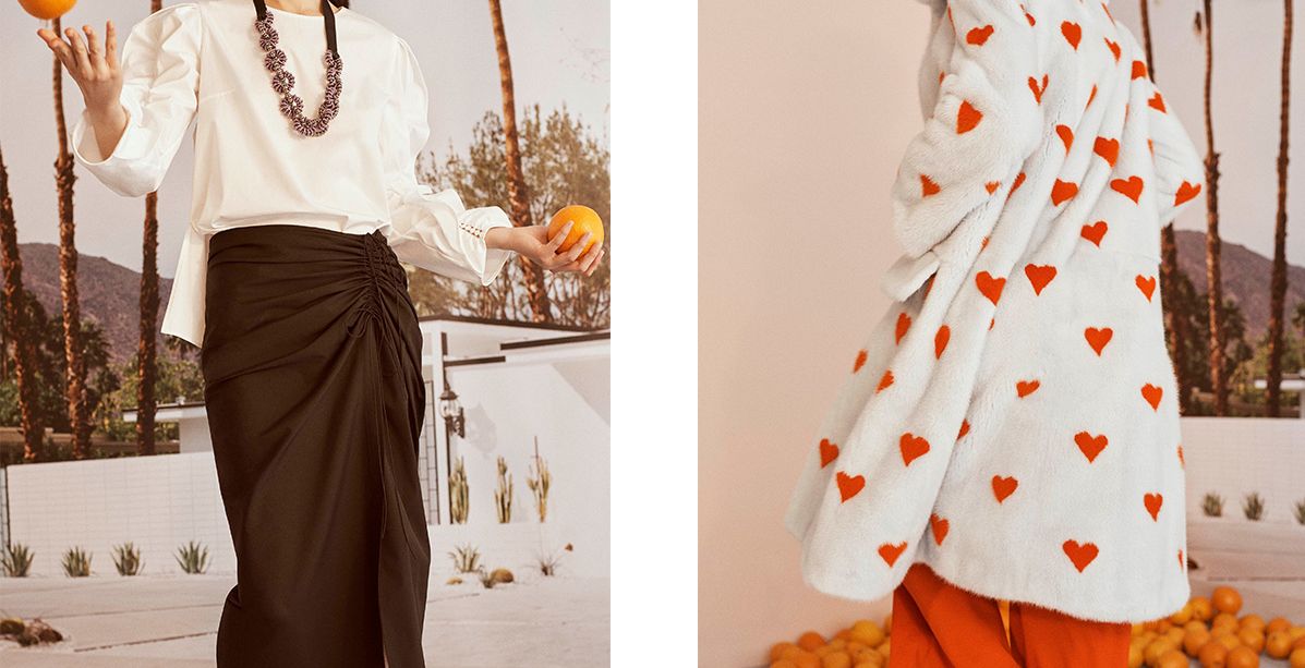 تنورة السكيني او معطف الفرو المطبع بالقلوب