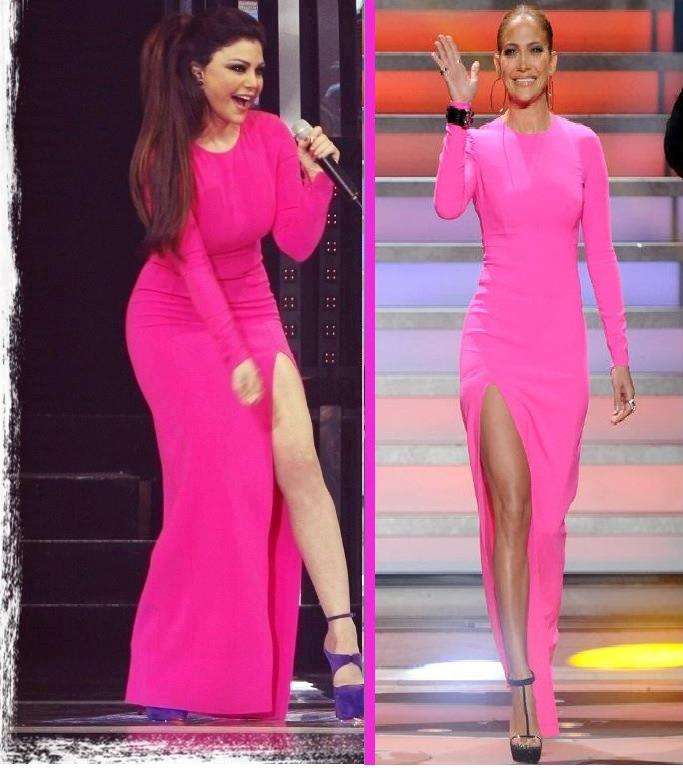 صور النجمات يرتدين الفساتين نفسها