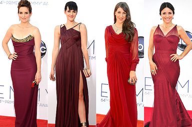 سيطرة الألوان العنّابيّة على فساتين الحفل