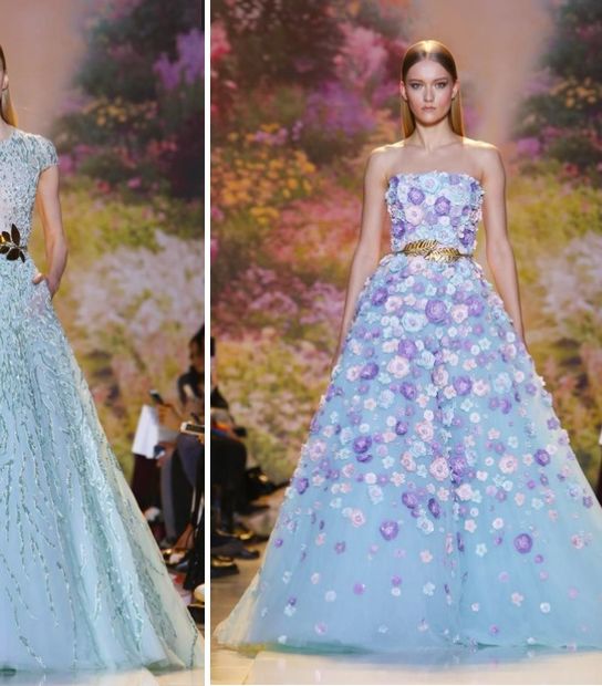 أجمل فساتين زهير مراد لصيف 2014 باللون الأزرق الفاتح