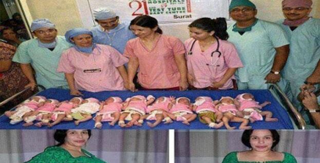 امرأة تلد 11 مولوداً