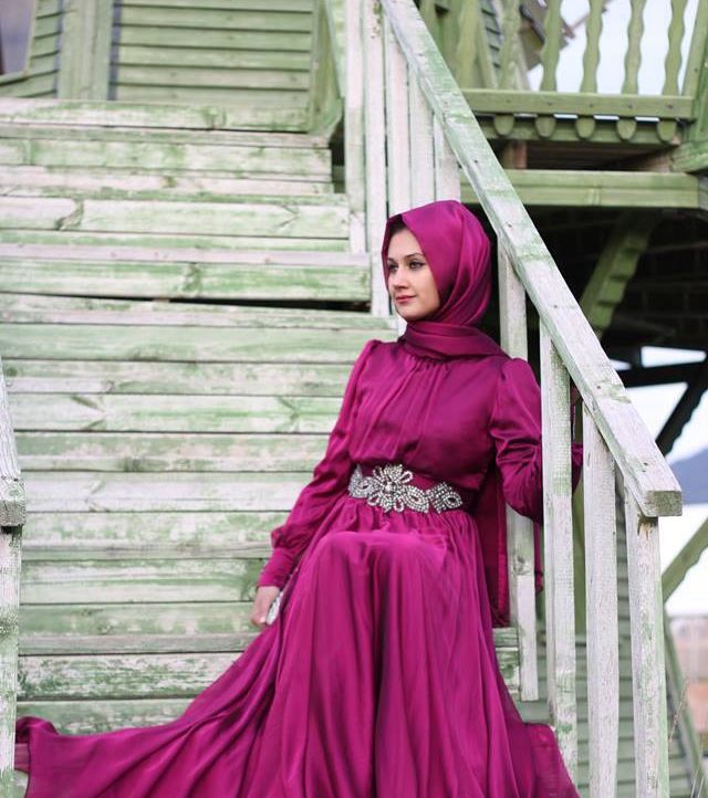 صور فساتين سواريه للمحجبات | موديلات فساتين سهرة للمحجبات